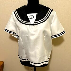 💐NWOT IBUKI MIODA White& Blue Sailor Collar Top XL
